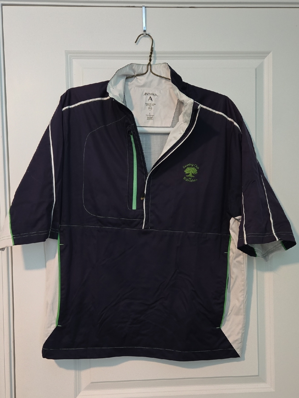 Antigua Navy & White  Short-Sleeve Golf Pullover